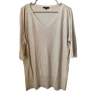 LAFAYETTE 148 Women’s Cotton/ Linen V-Neck Short Sleeve Mini Sequin Sweater